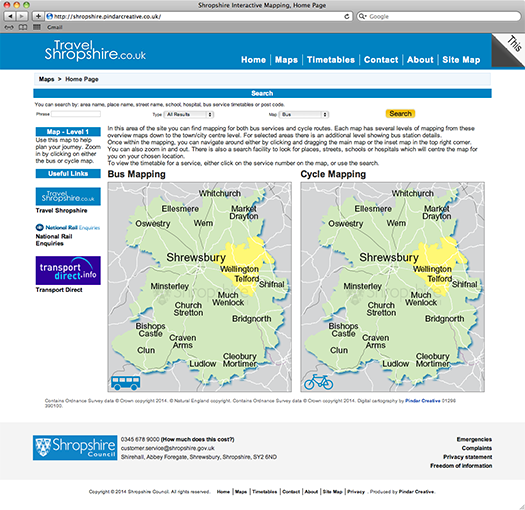 Pindar Creative launch Shropshire Council Interactive Mapping & Sustainable Travel Website