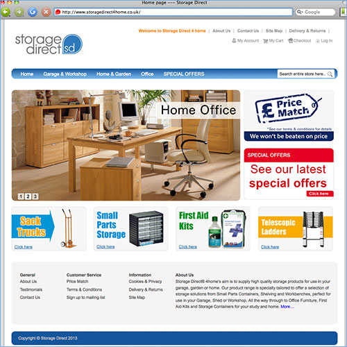 View the Storage Direct 4 Home website built by Pindar Creative, powered by Magento