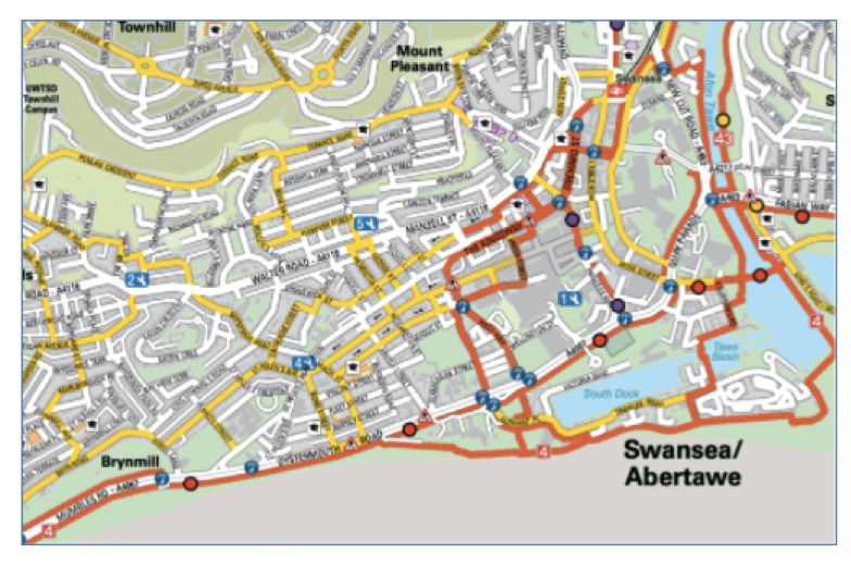 Travel map for wales