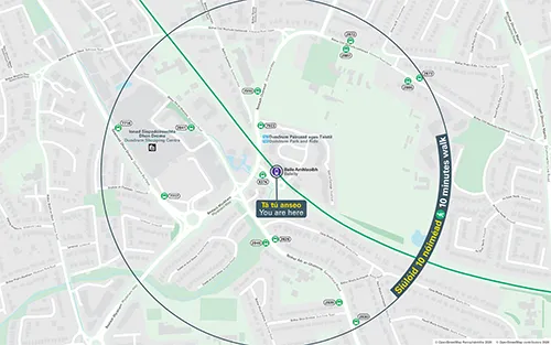 The map on the travel poster design for Dublin’s Luas network