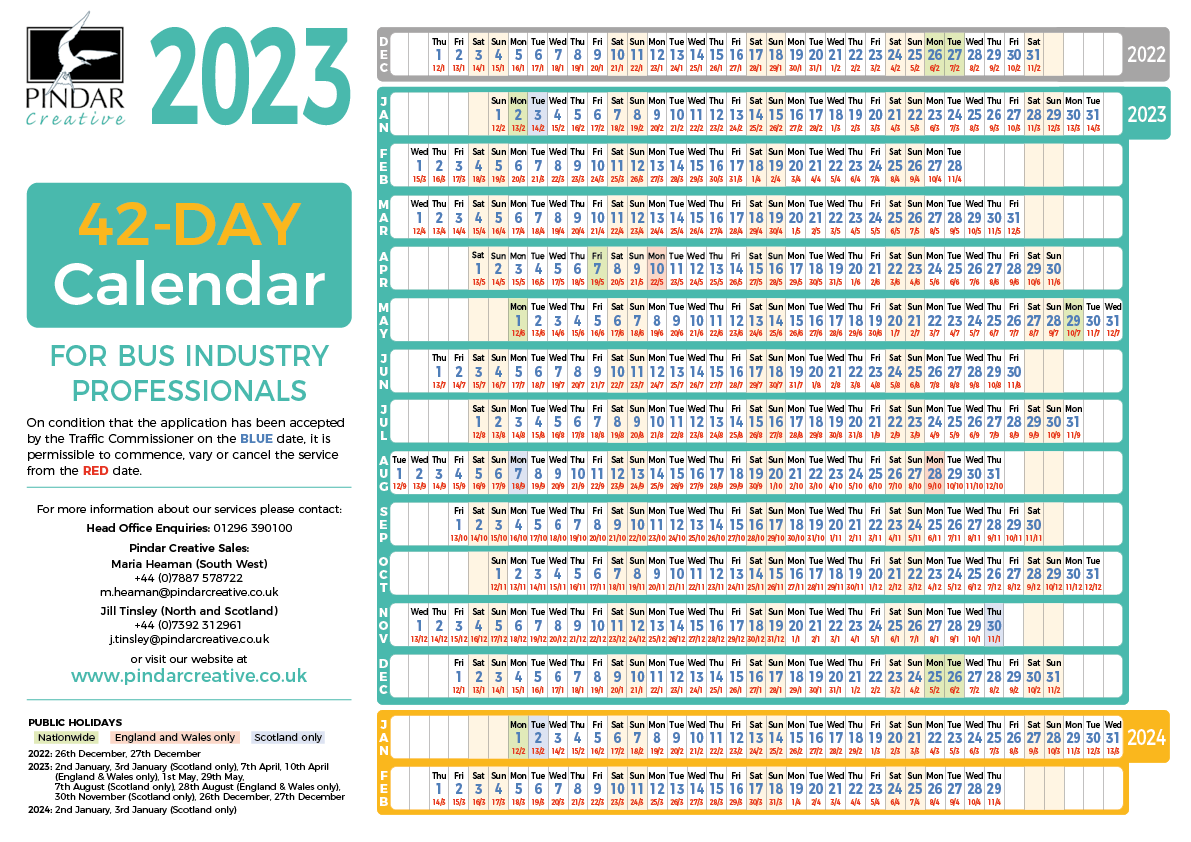 Download the 2023 42-day calendar
