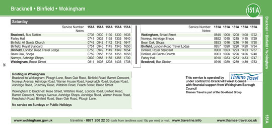 Timetable Data Sample Designs for Wokingham