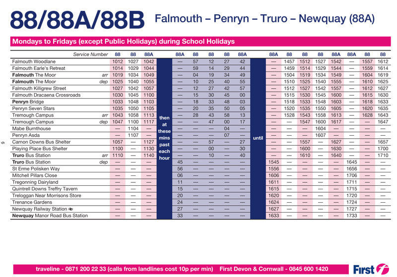 first travel timetables