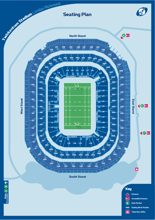 Twickenham Stadium - seating plan